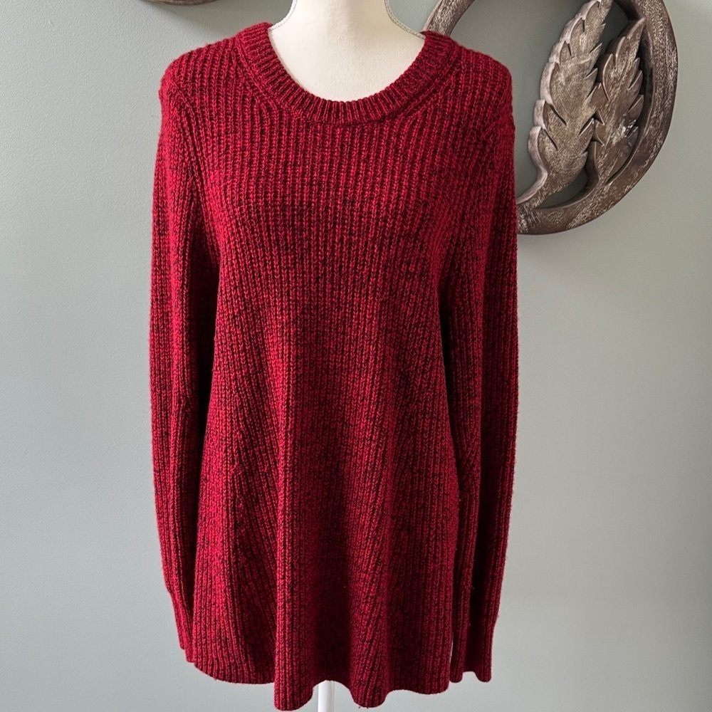 Athleta Deep Red Knit Crew Neck Tunic Sweater